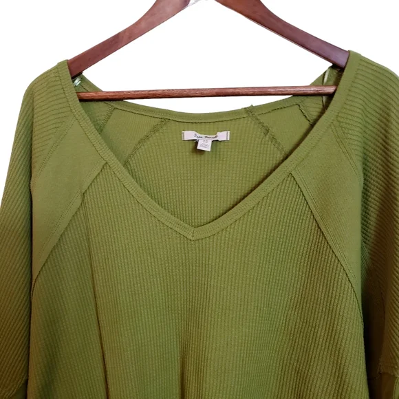 Free People Santa Clara Thermal Top New With Tags XS Ferngully Green - Picture 3 of 14